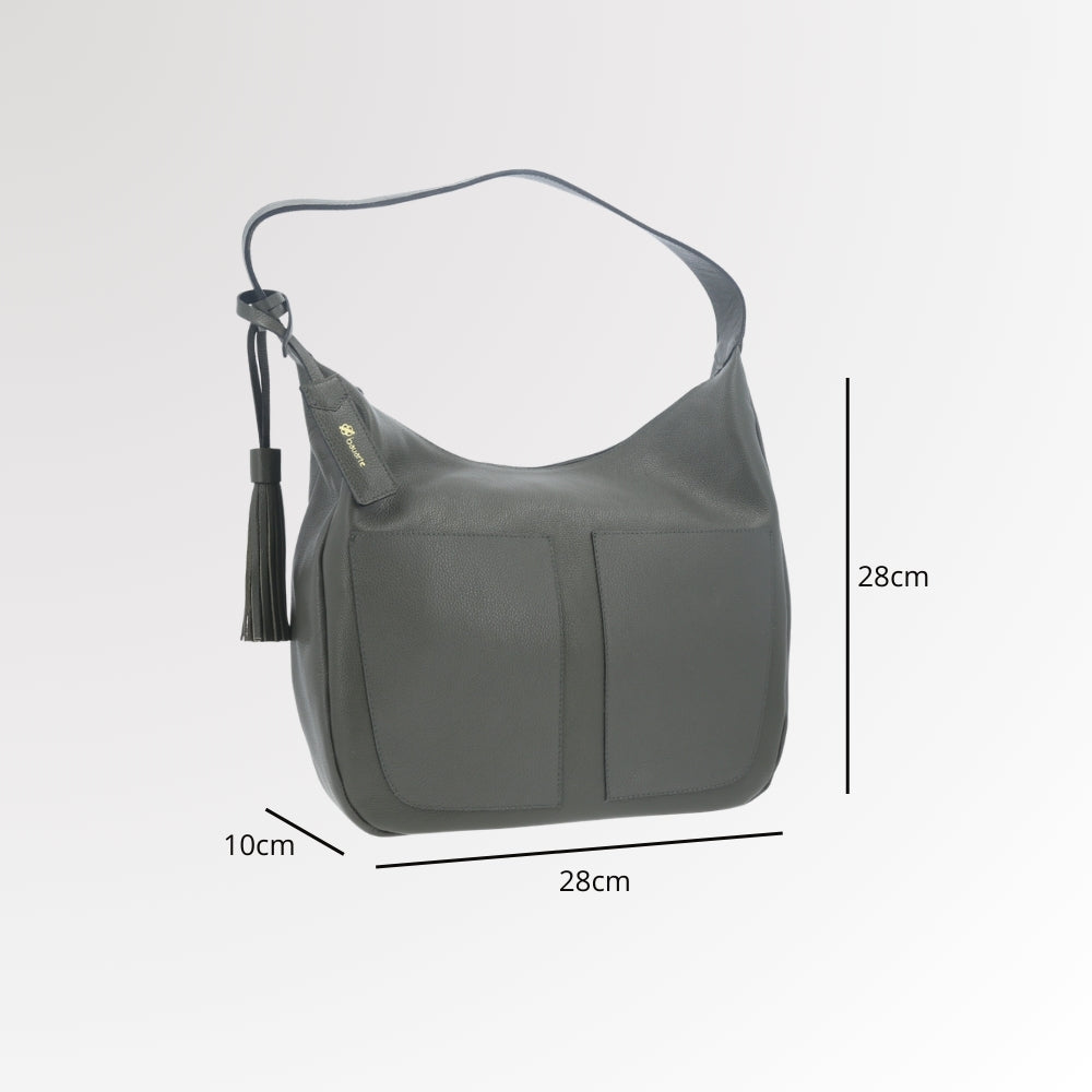 Bolsa Feminina de Ombro em Couro com Bolsos Frontais e Alça Regulável Verde escuro