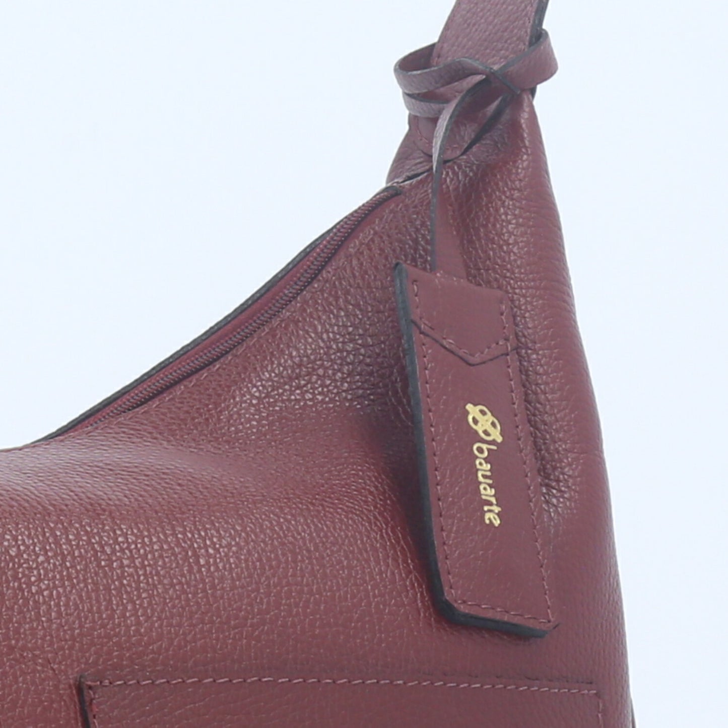 Bolsa Feminina de Ombro em Couro com Bolsos Frontais e Alça Regulável Vinho