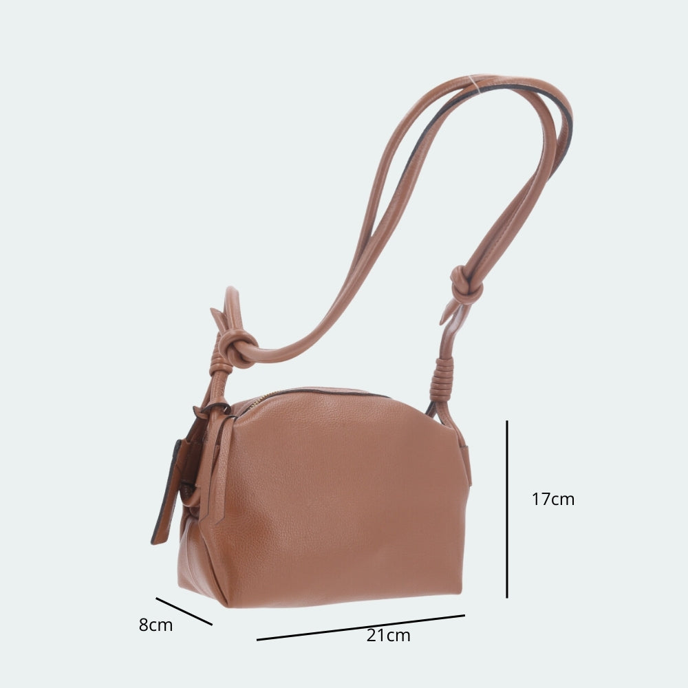 Bolsa Feminina em Couro com Alça Fixa Caramelo