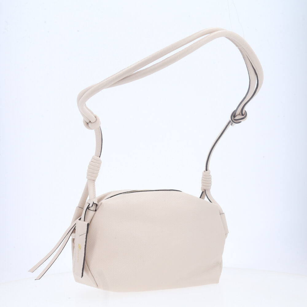 Bolsa Feminina em Couro com Alça Fixa Marfim