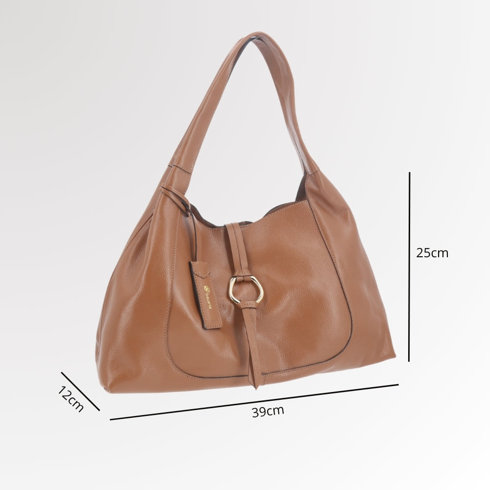 Bolsa Hobo com Detalhe de Argola Frontal Caramelo