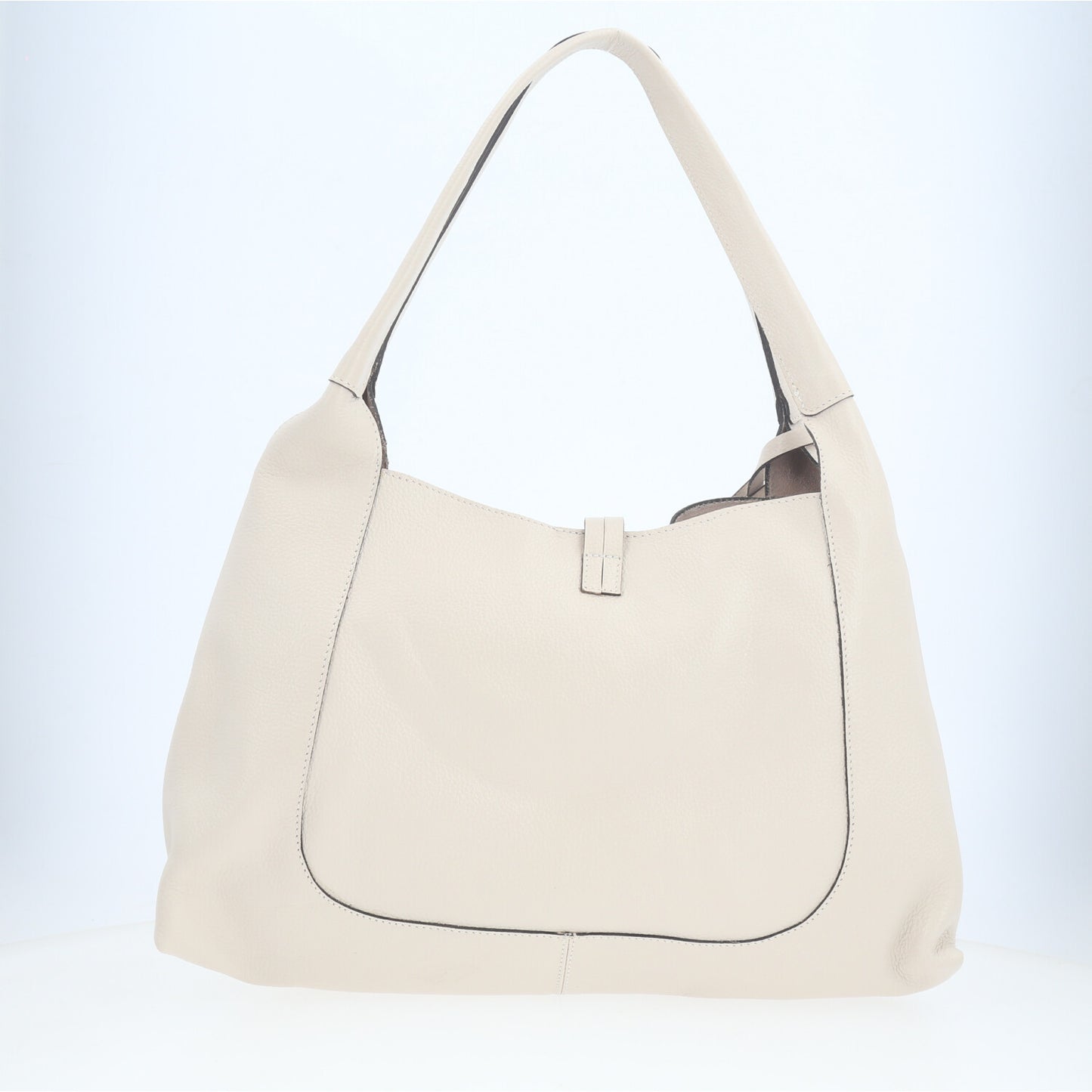 Bolsa Hobo com Detalhe de Argola Frontal Marfim
