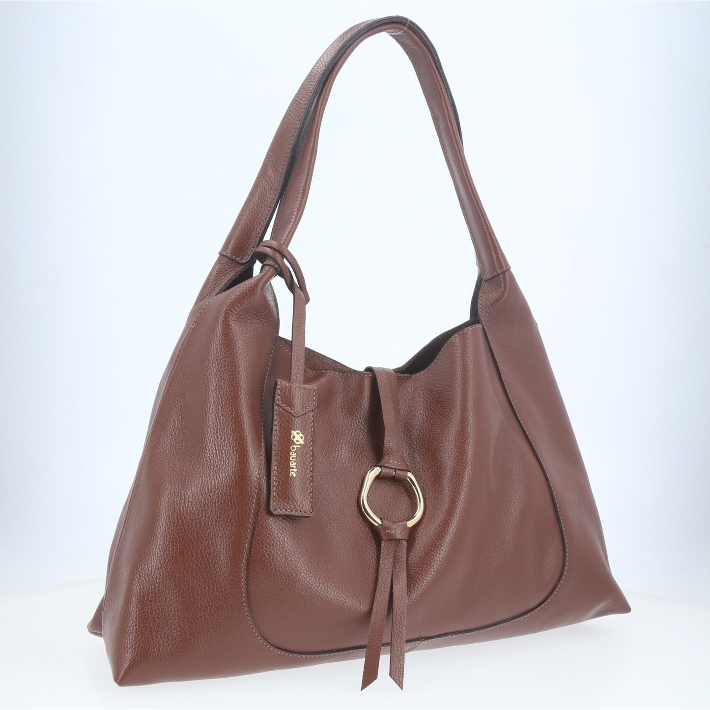 Bolsa Hobo com Detalhe de Argola Frontal Marrom