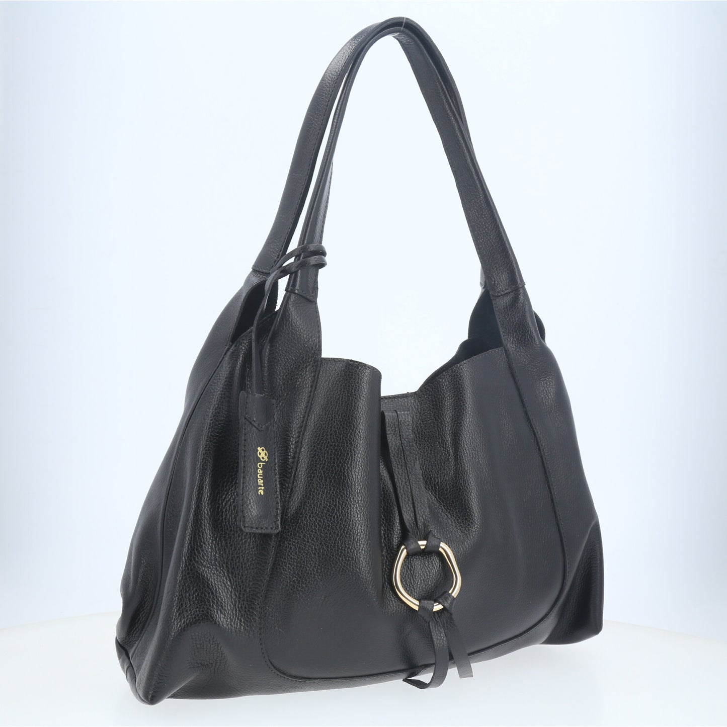 Bolsa Hobo com Detalhe de Argola Frontal Preto