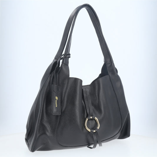 Bolsa Hobo com Detalhe de Argola Frontal Preto