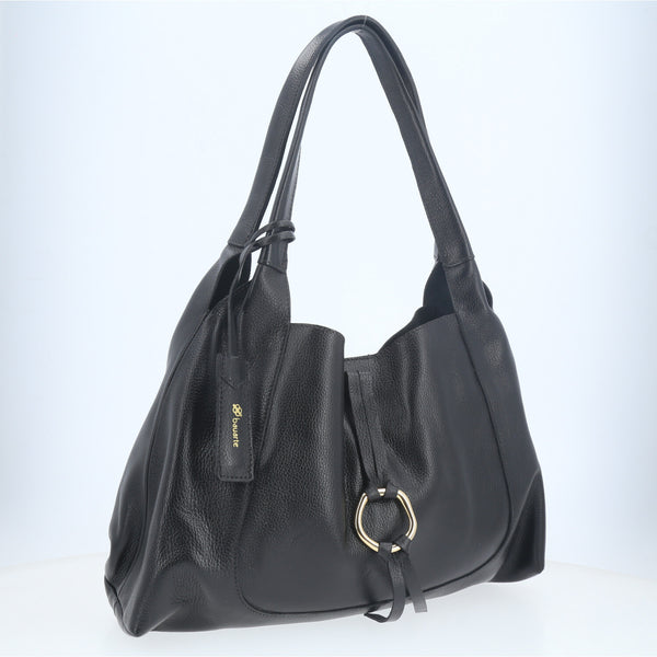 Bolsa Hobo com Detalhe de Argola Frontal Preto