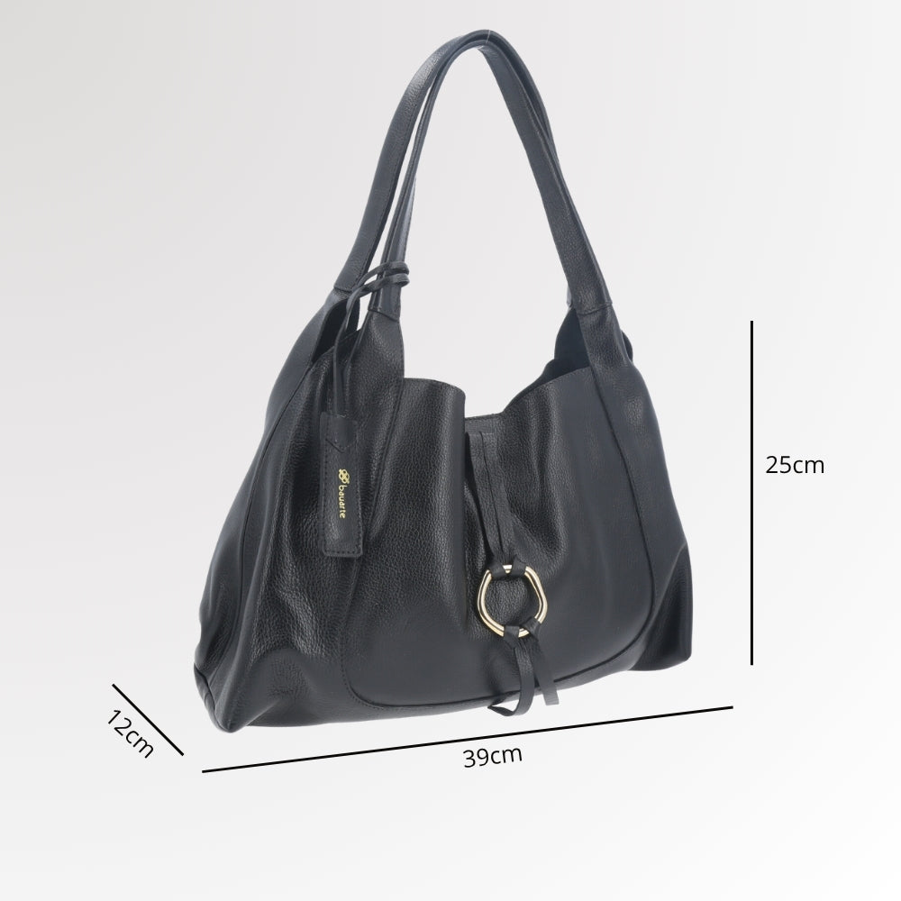 Bolsa Hobo com Detalhe de Argola Frontal Preto