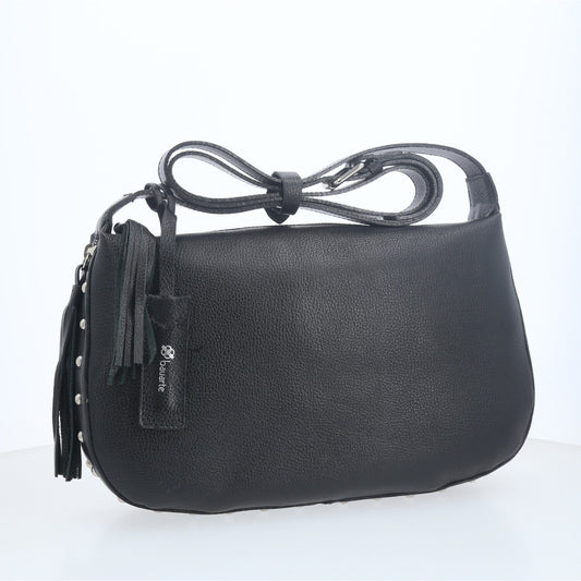 Bolsa Classic Média em Couro com Tassel Preto