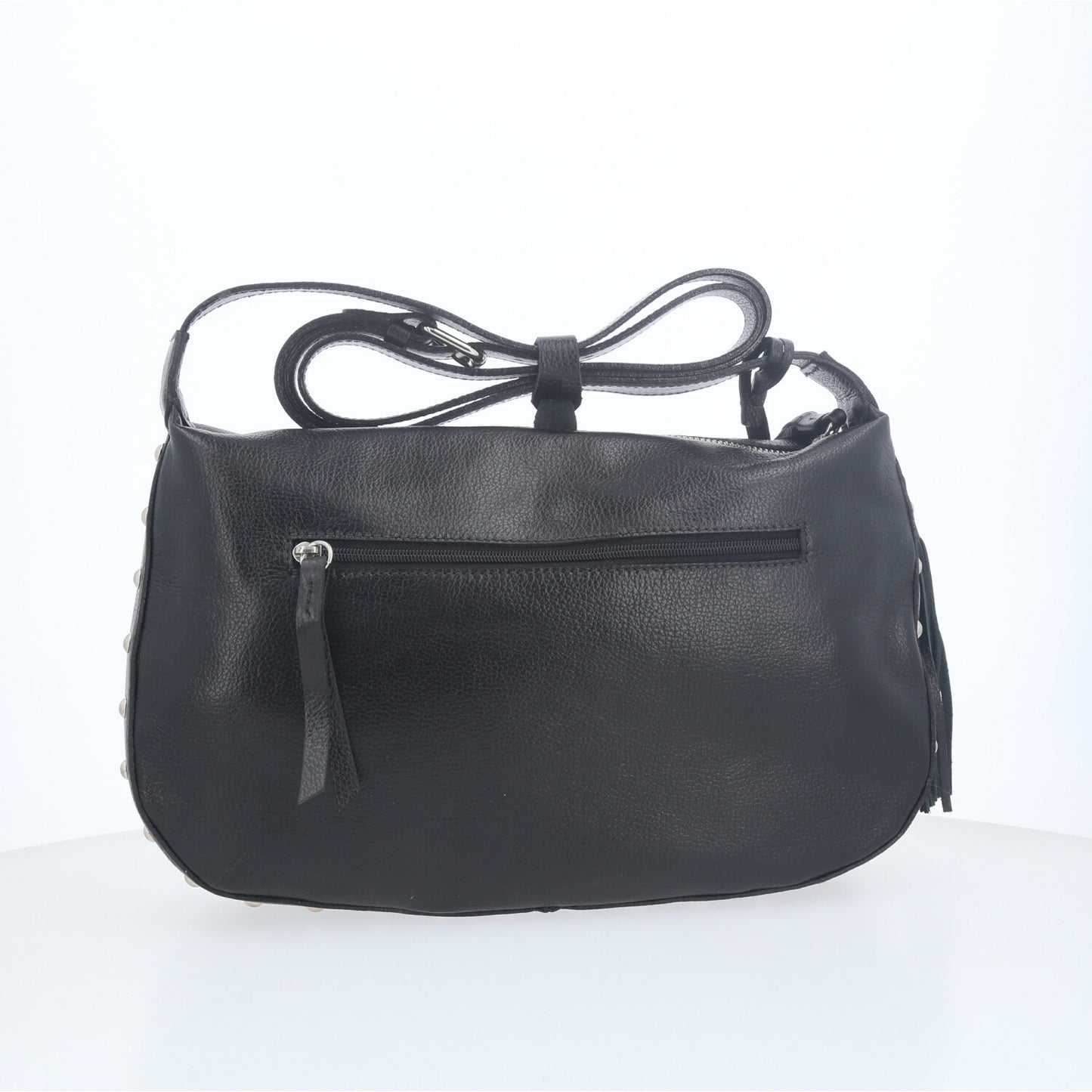 Bolsa Classic Média em Couro com Tassel Preto