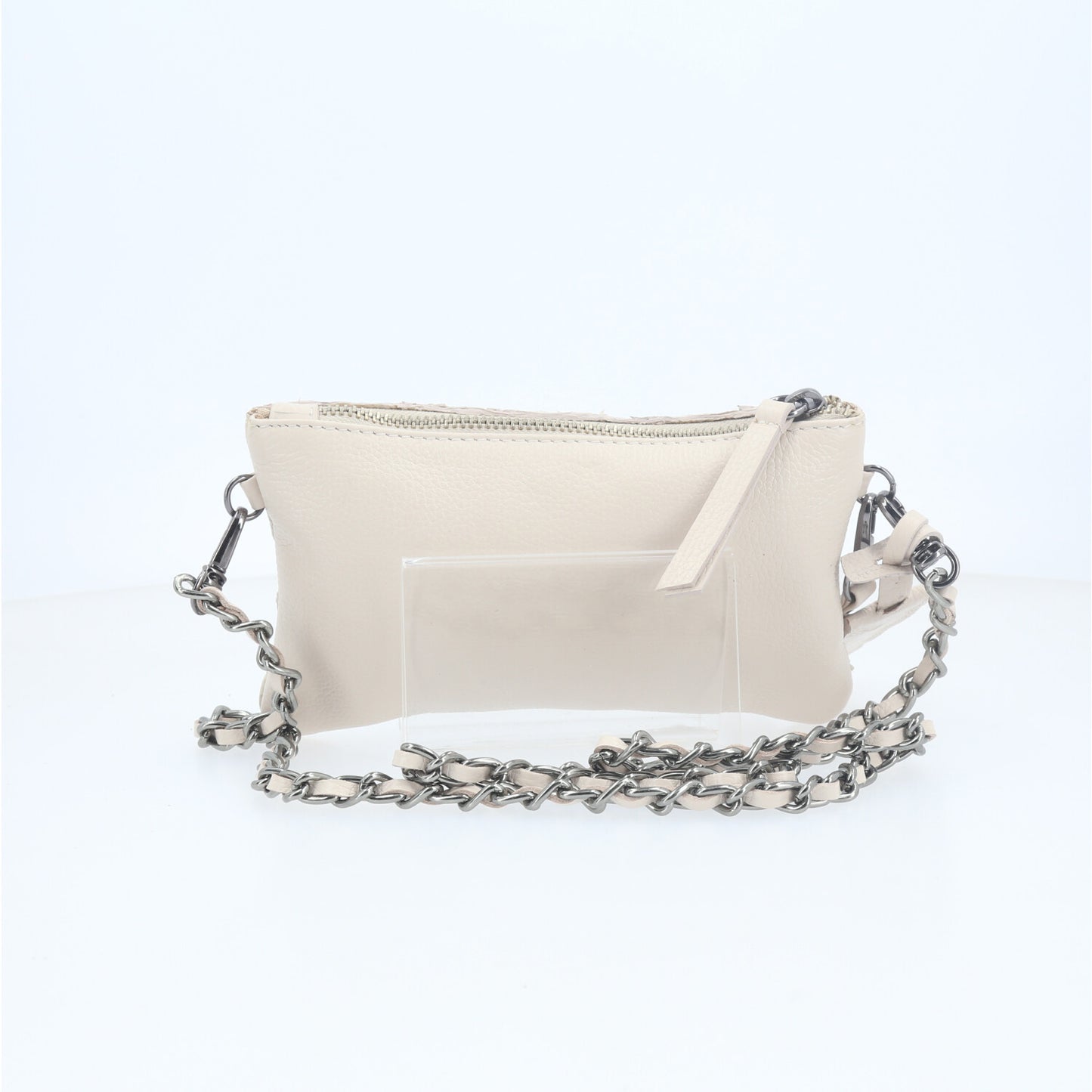 Bolsa Estilo Clutch em Couro Legítimo de Pirarucu Marfim