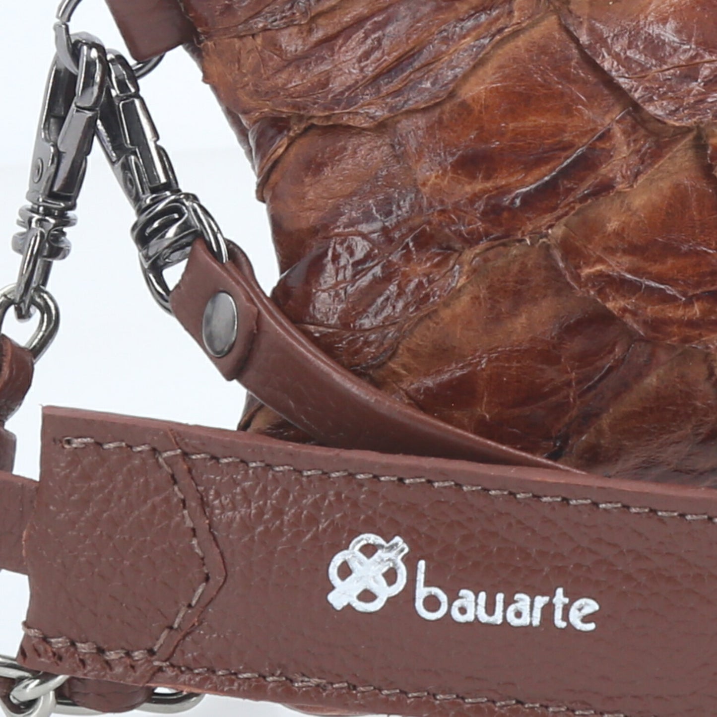 Bolsa Estilo Clutch em Couro Legítimo de Pirarucu Marrom
