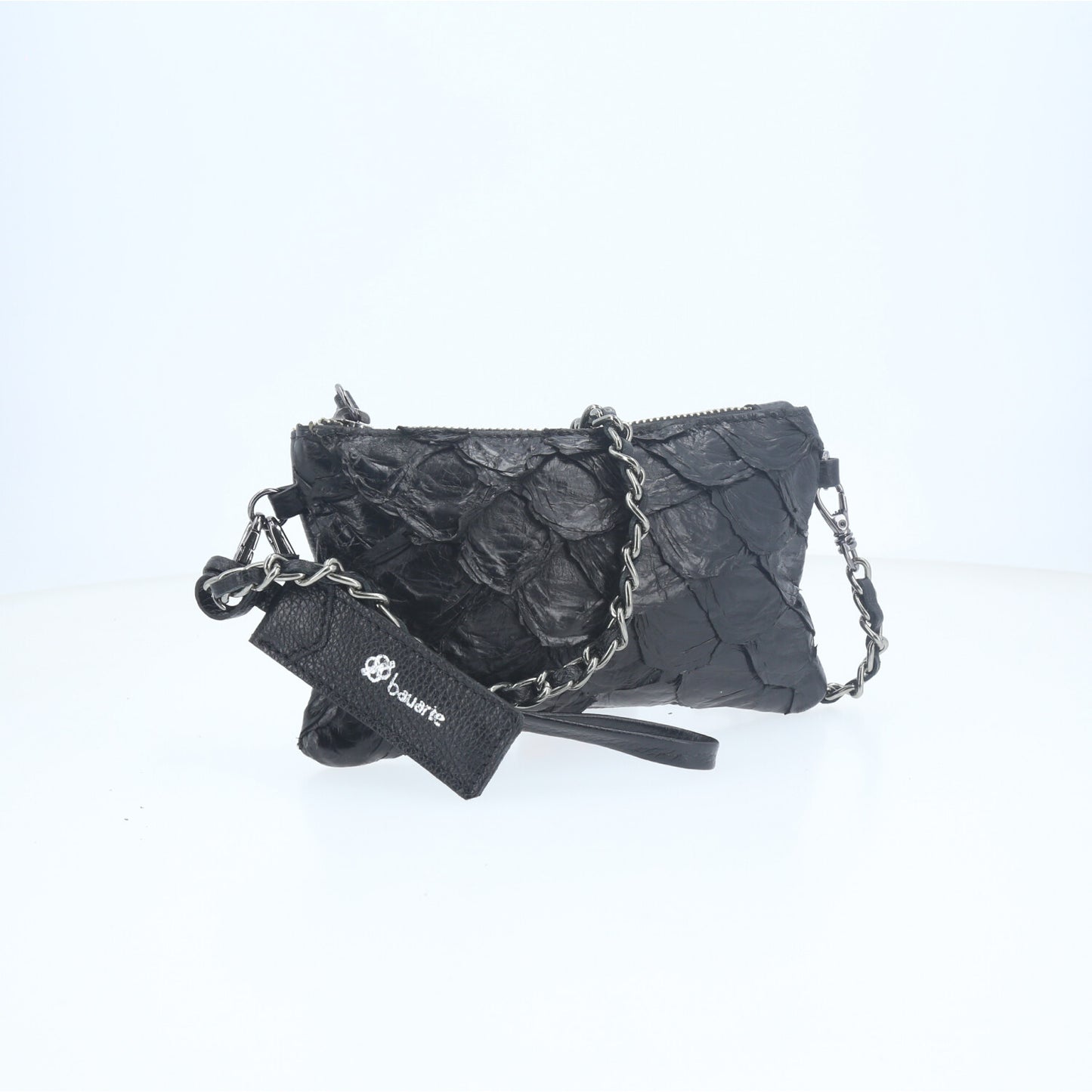 Bolsa Estilo Clutch em Couro Legítimo de Pirarucu Preto