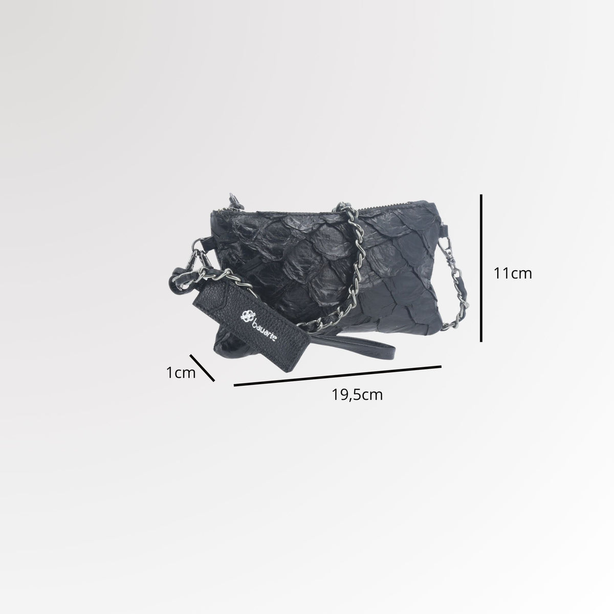 Bolsa Estilo Clutch em Couro Legítimo de Pirarucu Preto
