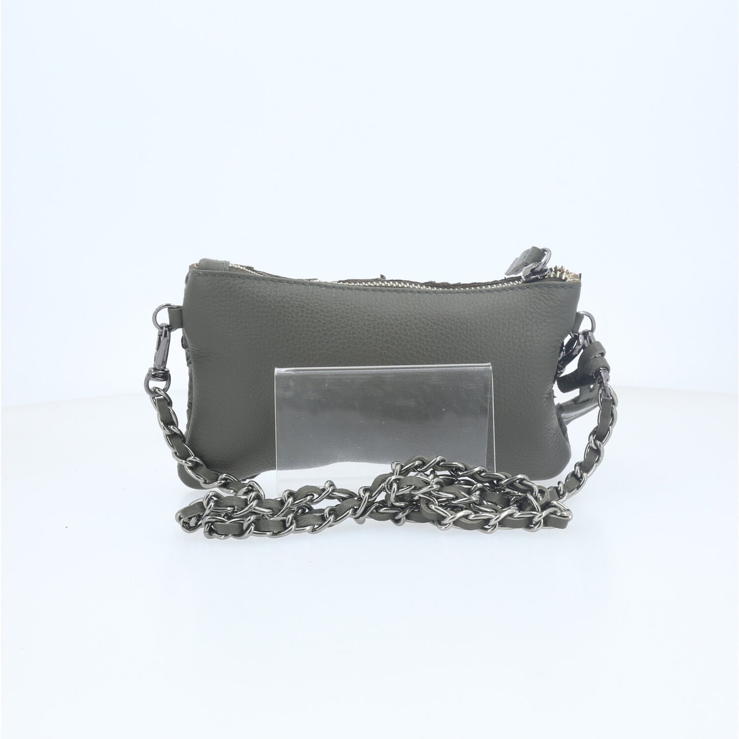 Bolsa Estilo Clutch em Couro Legítimo de Pirarucu Verde escuro