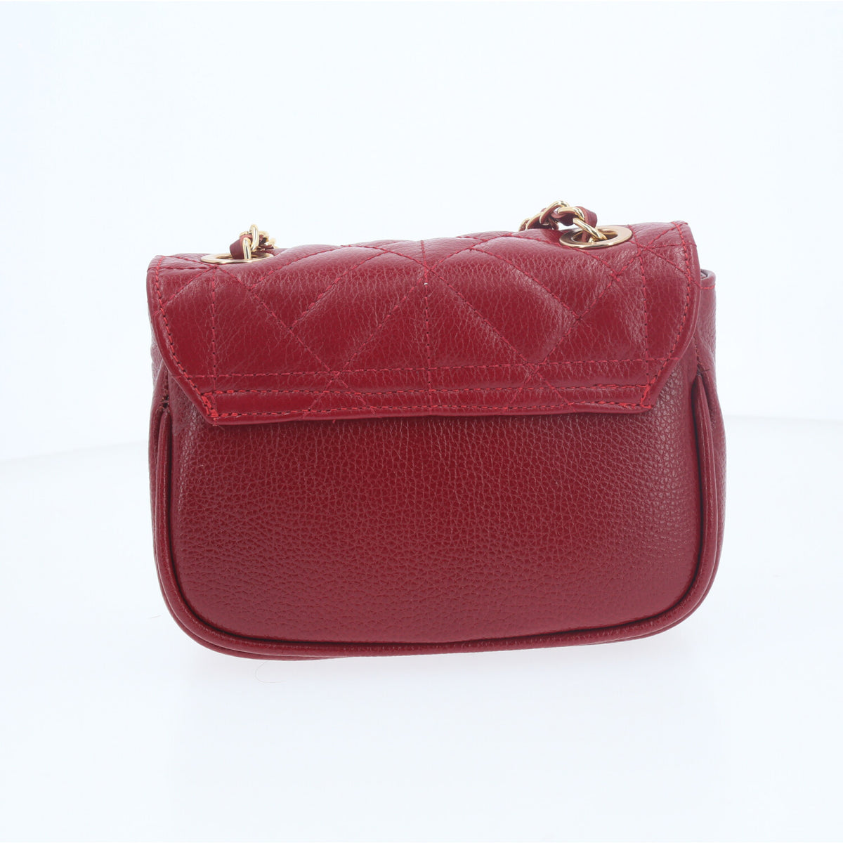 Bolsa Tiracolo em Couro Metalassê com Alça de Corrente Vermelho