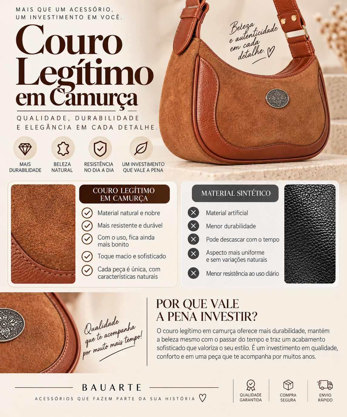 Bolsa de Ombro Feminina em Couro Camurça

 Caramelo