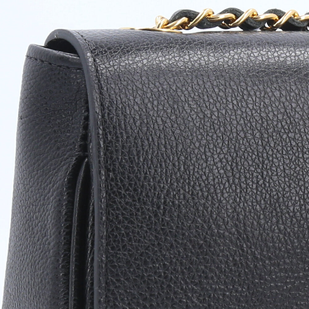 Bolsa Tiracolo em Couro com Fecho Giratório Preto