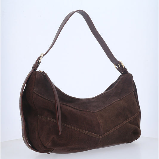 Bolsa em Couro Camurça com Alça Regulável Marrom escuro