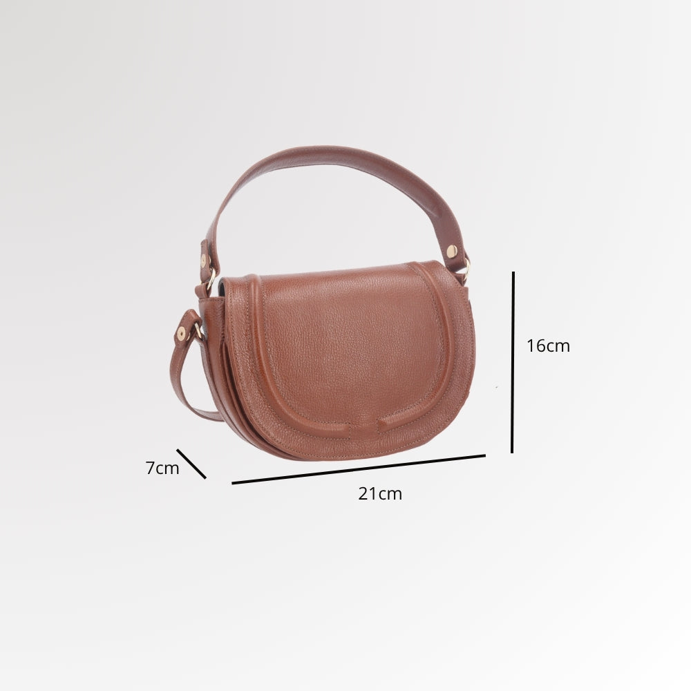 Bolsa Estilo Meia Lua em Couro com Duas Opções de Alça Caramelo