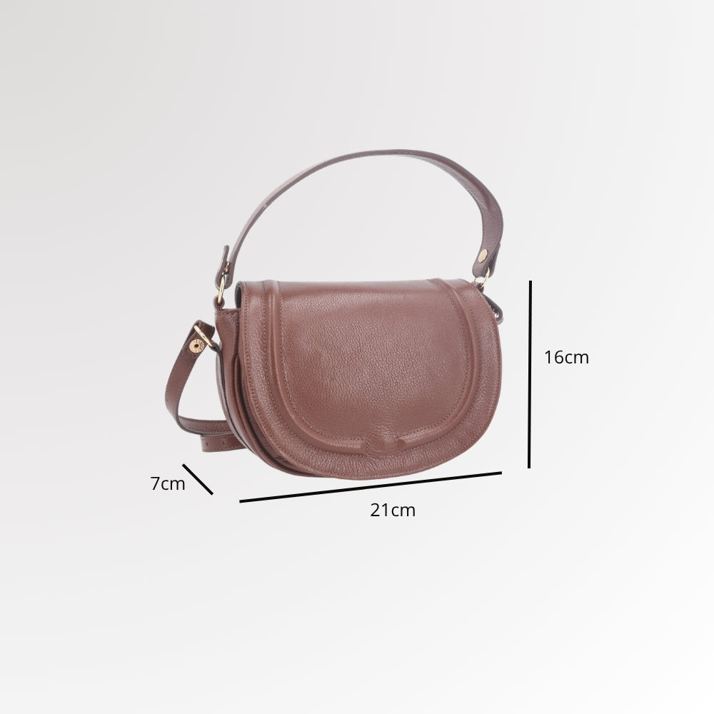 Bolsa Estilo Meia Lua em Couro com Duas Opções de Alça Marrom