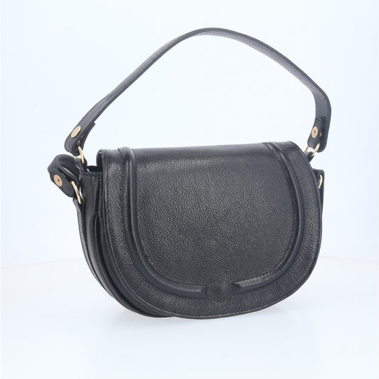 Bolsa Estilo Meia Lua em Couro com Duas Opções de Alça Preto