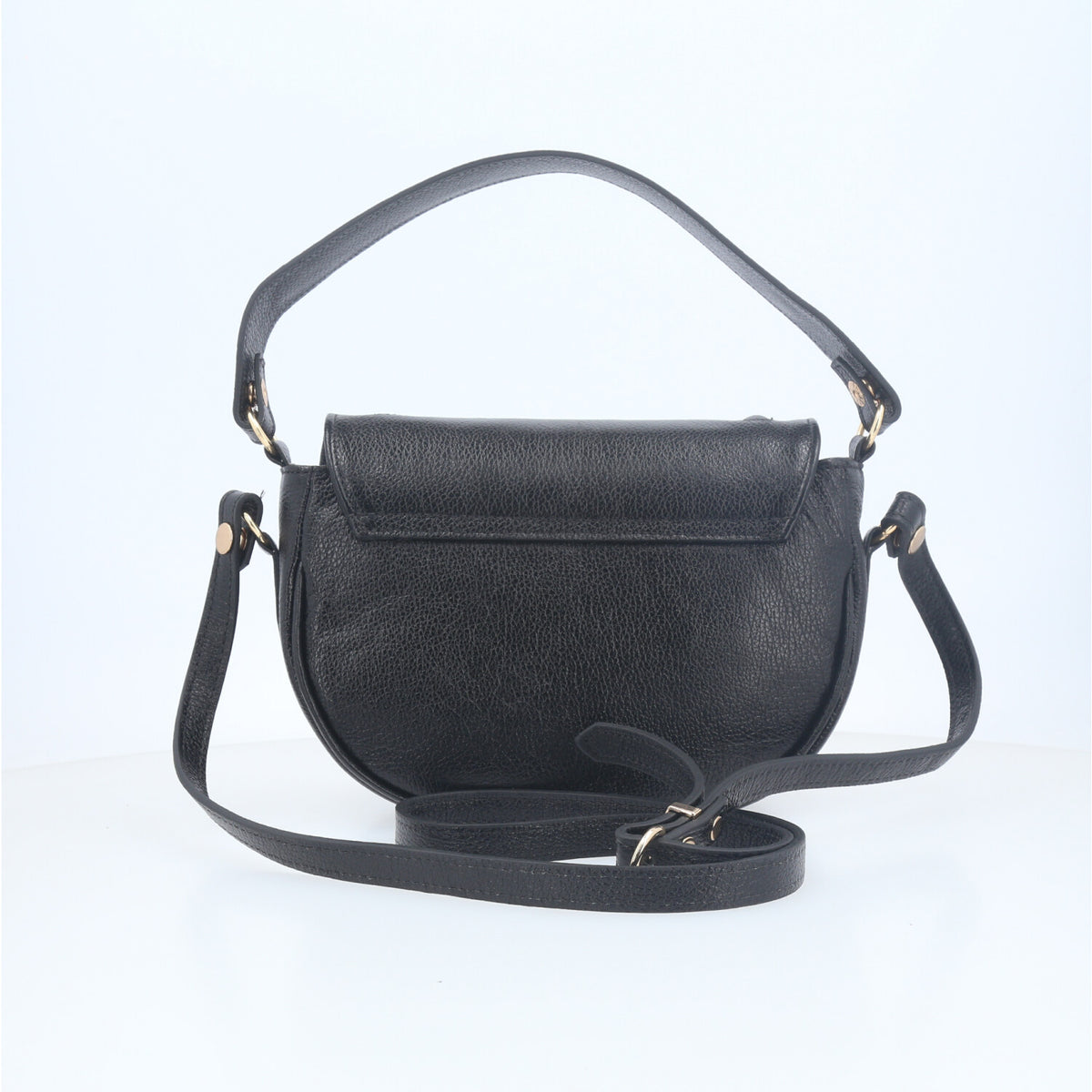Bolsa Estilo Meia Lua em Couro com Duas Opções de Alça Preto