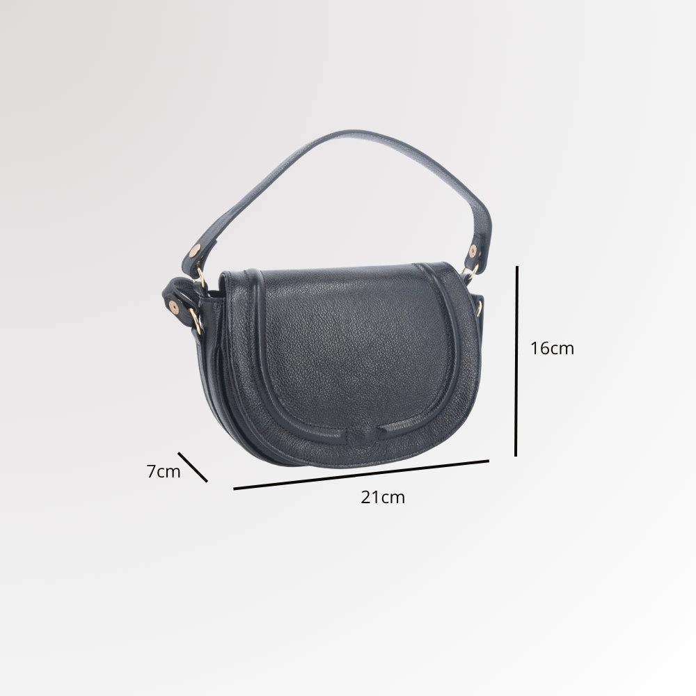 Bolsa Estilo Meia Lua em Couro com Duas Opções de Alça Preto