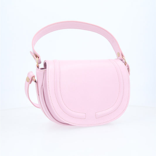 Bolsa Estilo Meia Lua em Couro com Duas Opções de Alça Rosa claro