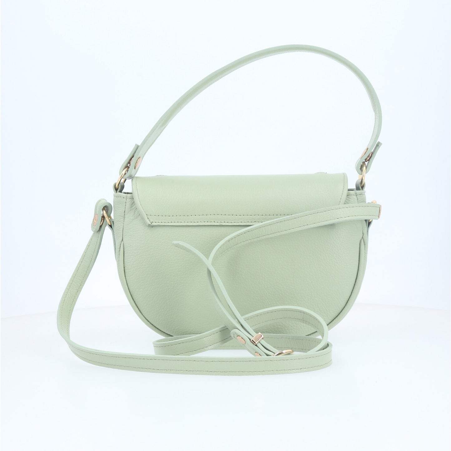 Bolsa Estilo Meia Lua em Couro com Duas Opções de Alça Verde claro