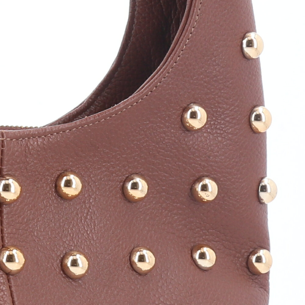 Bolsa de Ombro em Couro Legítimo com Ilhós Marrom