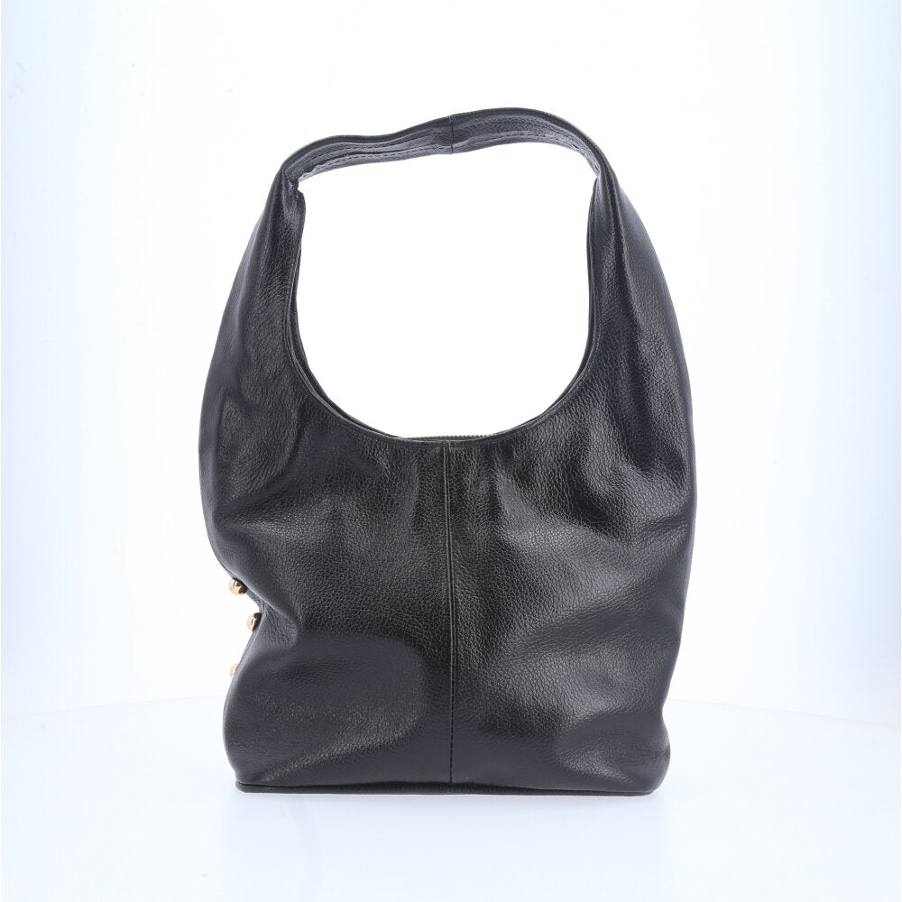 Bolsa de Ombro em Couro Legítimo com Ilhós Preto