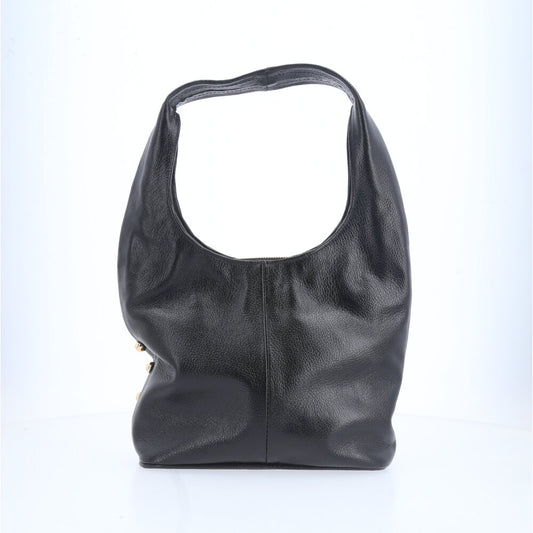 Bolsa de Ombro em Couro Legítimo com Ilhós Preto