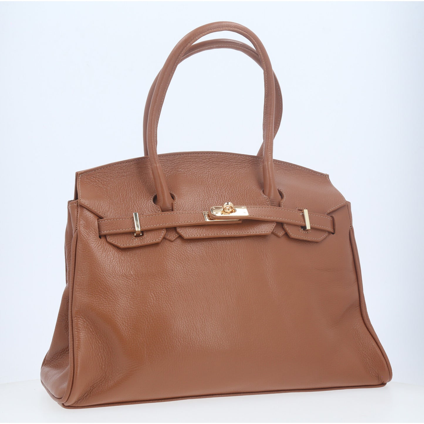 Bolsa Feminina Estruturada em Couro Caramelo
