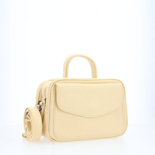 Bolsa de Couro Legítimo Feminina Baú Amarelo