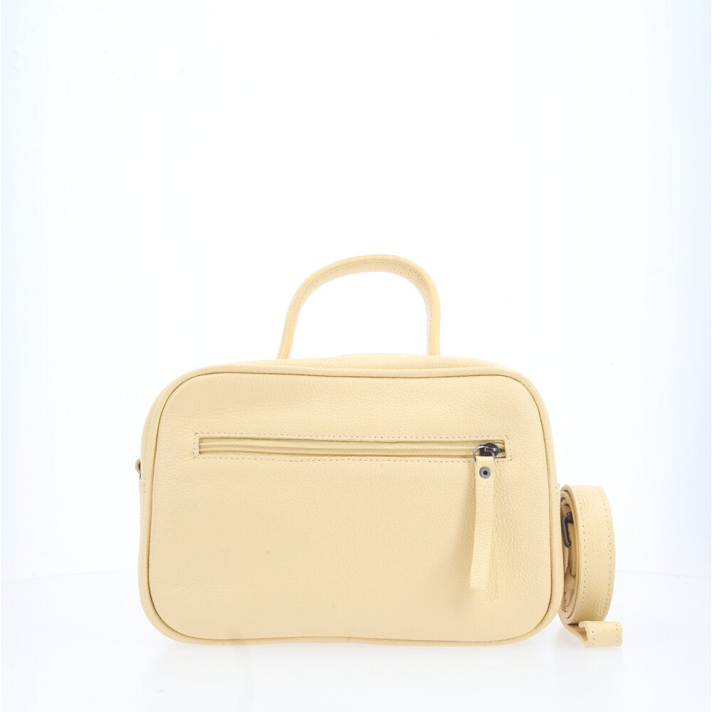 Bolsa de Couro Legítimo Feminina Baú Amarelo