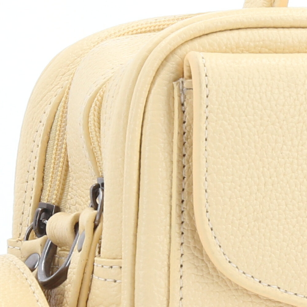 Bolsa Baú em Couro Legitimo com Alça Dupla Removível Amarelo