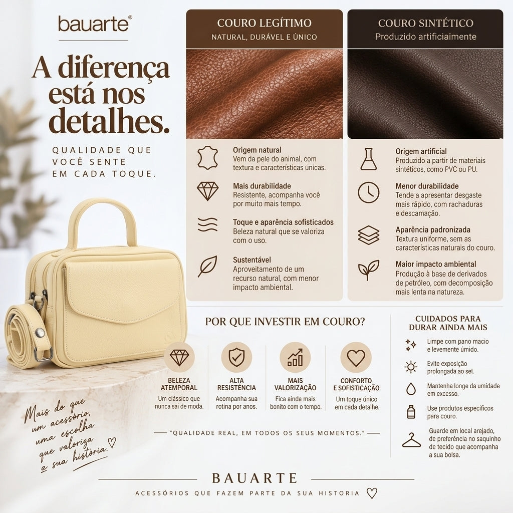 Bolsa Baú em Couro Legitimo com Alça Dupla Removível Amarelo