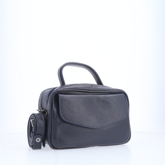 Bolsa de Couro Legítimo Feminina Baú Azul escuro