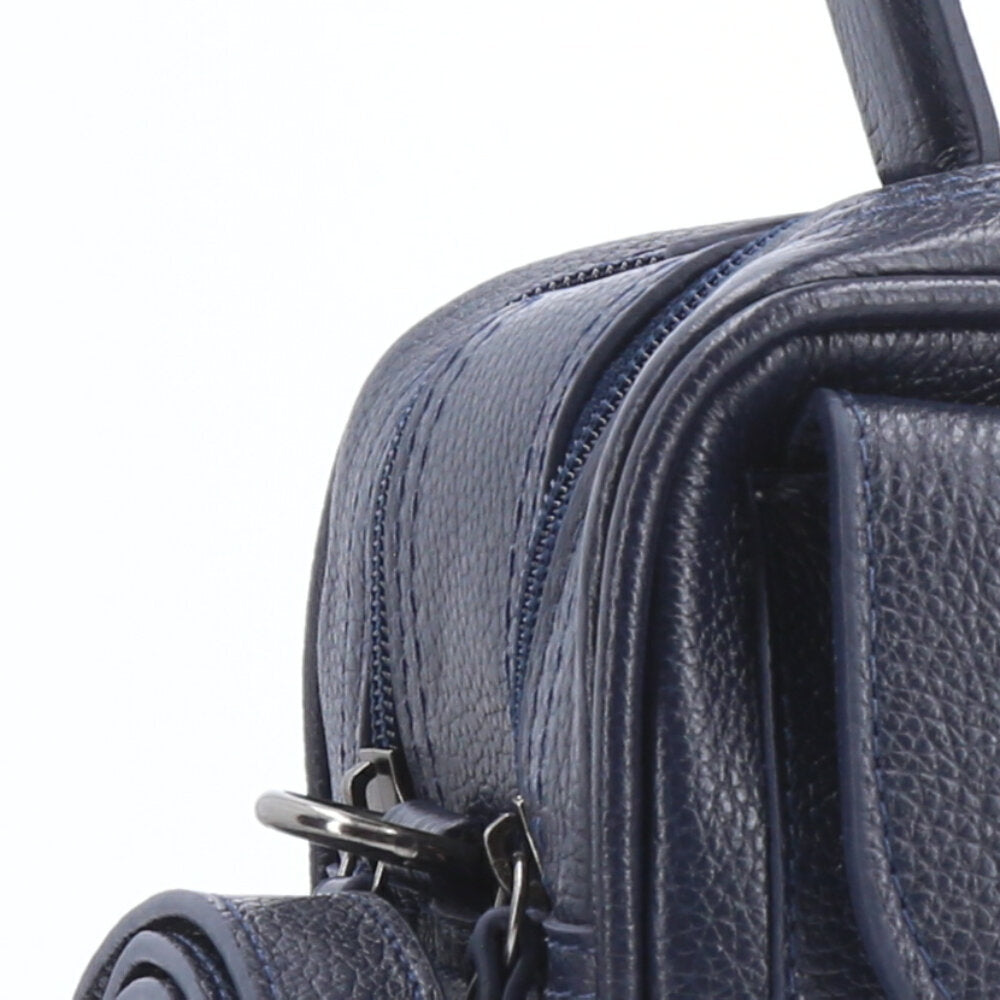 Bolsa de Couro Legítimo Feminina Baú Azul escuro