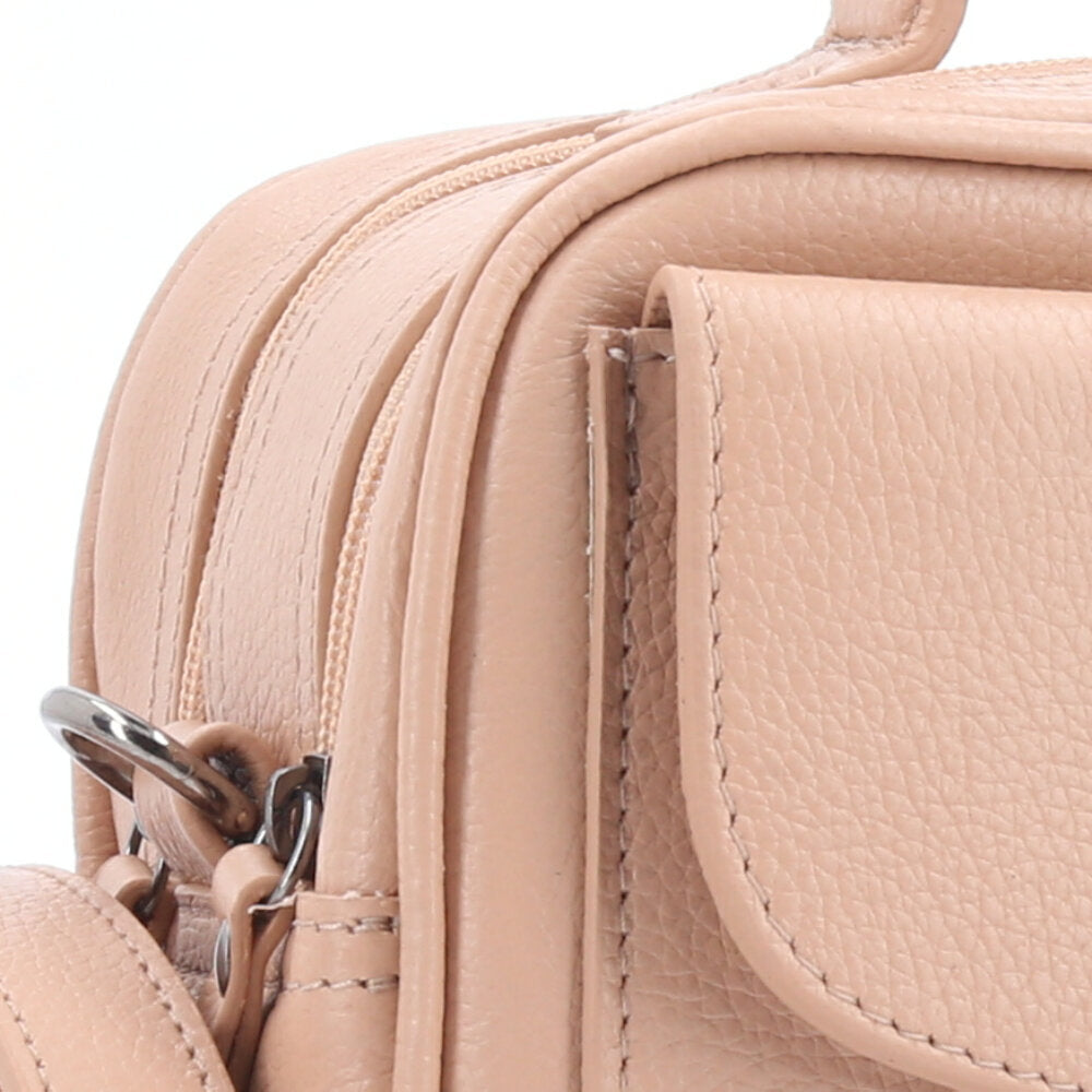 Bolsa de Couro Legítimo Feminina Baú Bege