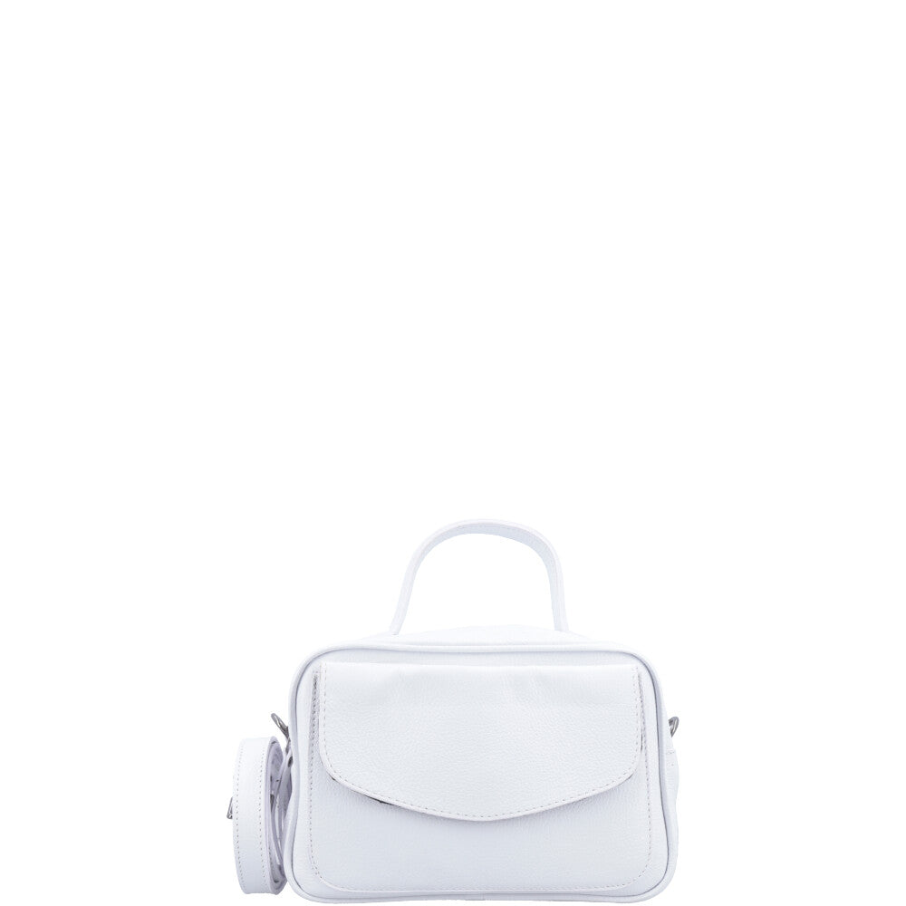 Bolsa Baú em Couro Legitimo com Alça Dupla Removível Branco