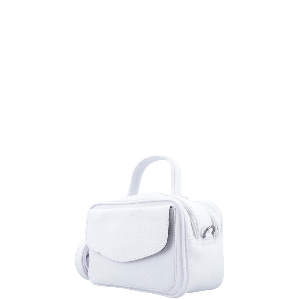 Bolsa Baú em Couro Legitimo com Alça Dupla Removível Branco