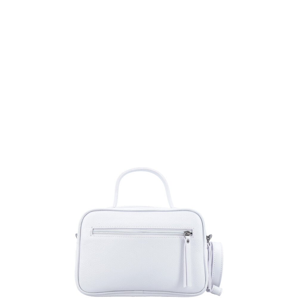 Bolsa Baú em Couro Legitimo com Alça Dupla Removível Branco