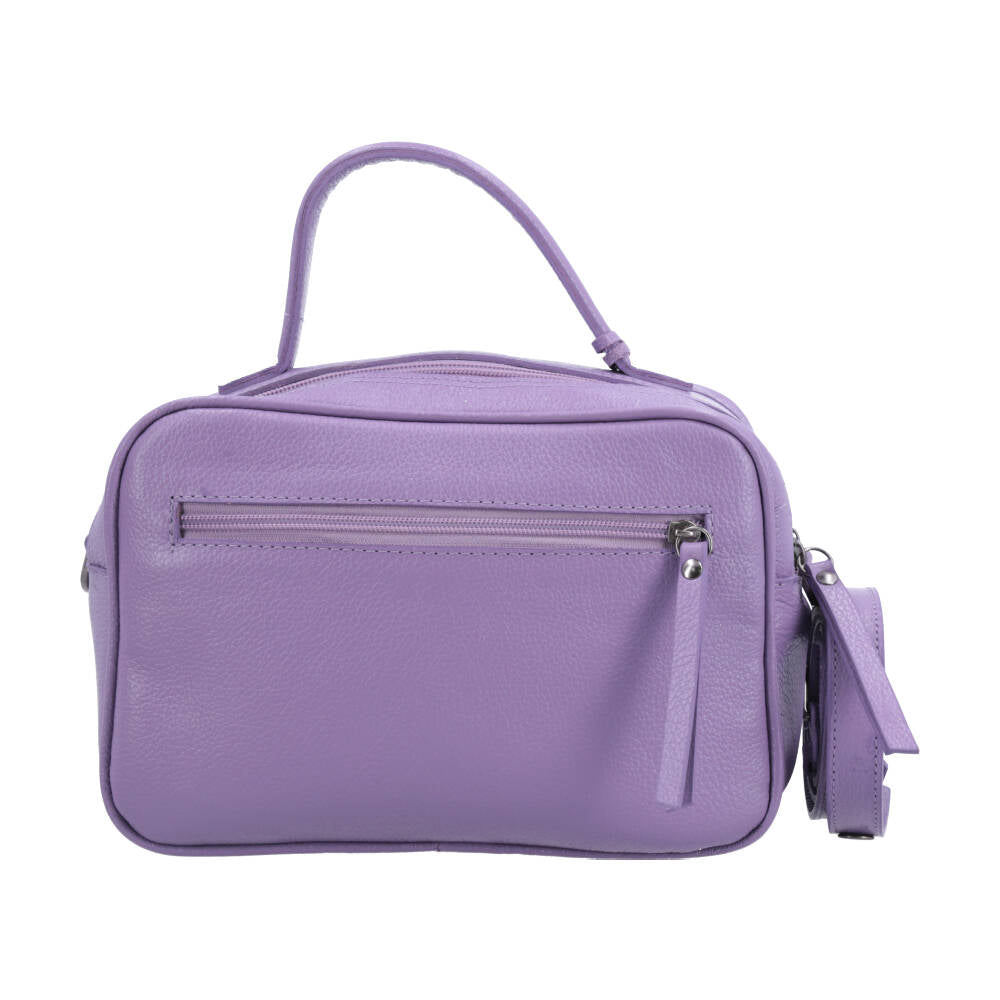 Bolsa Baú em Couro Legitimo com Alça Dupla Removível Lilas