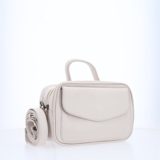 Bolsa de Couro Legítimo Feminina Baú Marfim