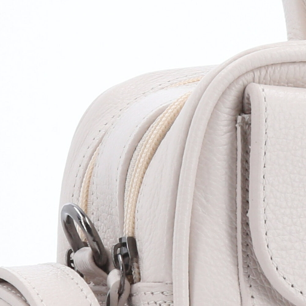 Bolsa de Couro Legítimo Feminina Baú Marfim