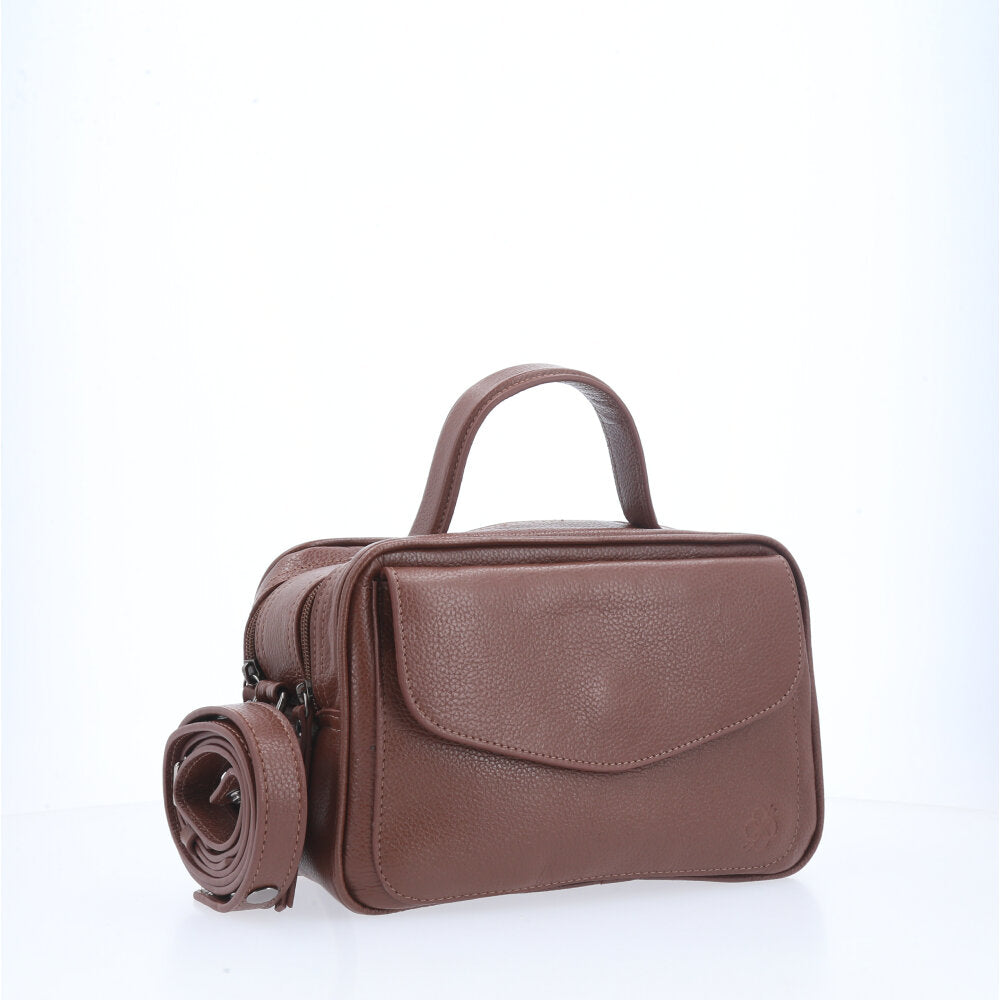 Bolsa de Couro Legítimo Feminina Baú Marrom