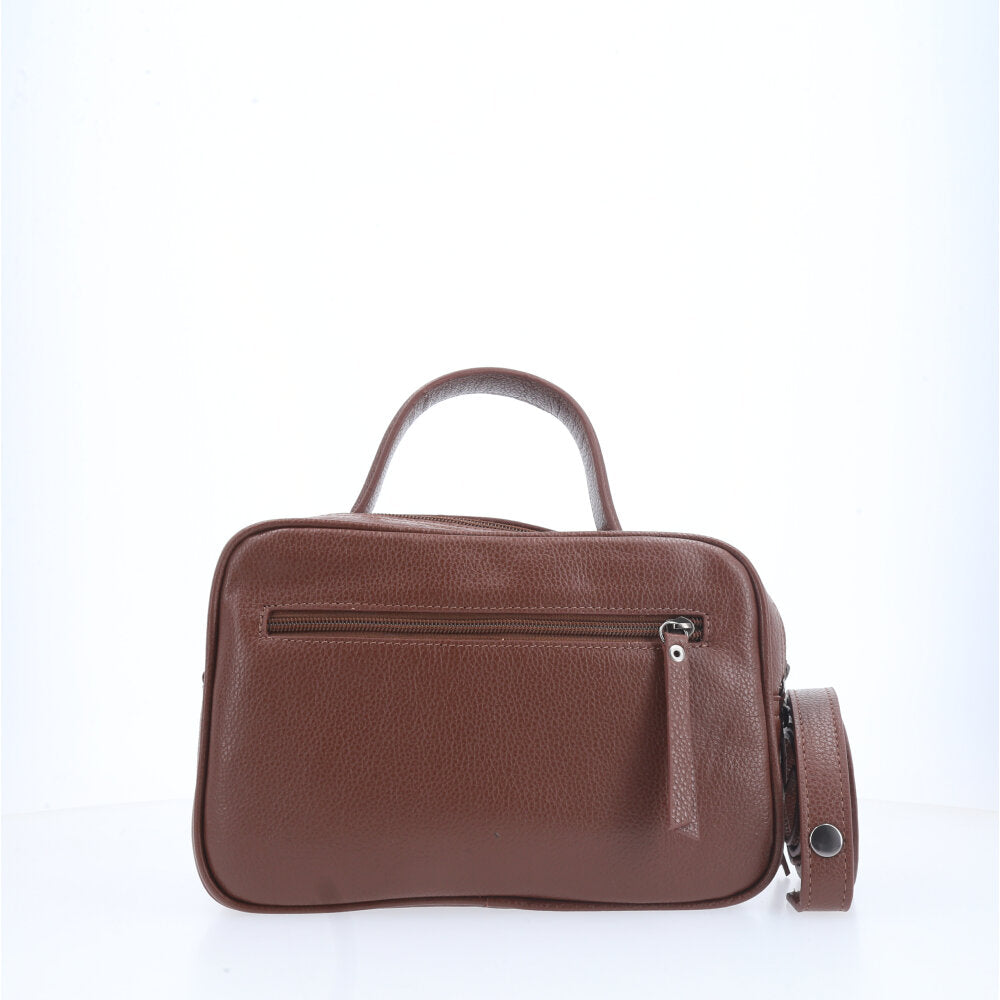 Bolsa de Couro Legítimo Feminina Baú Marrom