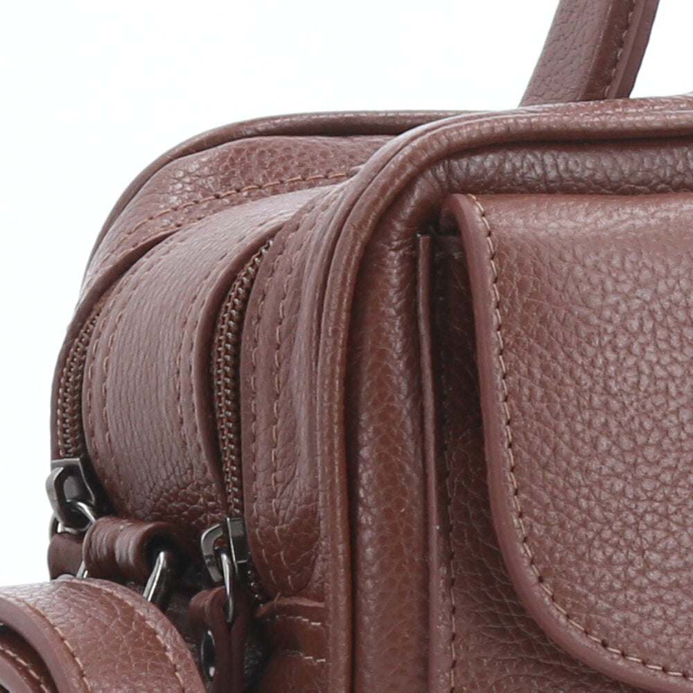 Bolsa de Couro Legítimo Feminina Baú Marrom