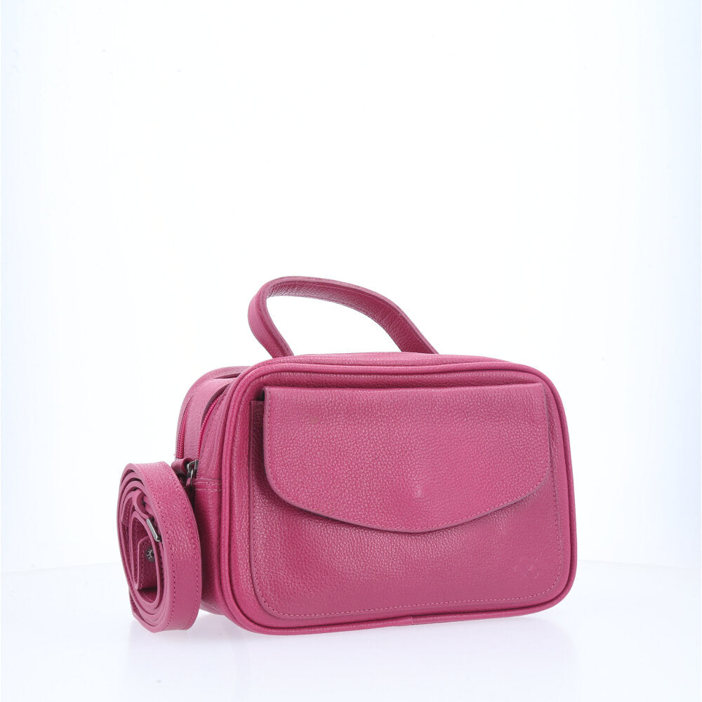 Bolsa Baú em Couro Legitimo com Alça Dupla Removível Baú Pink